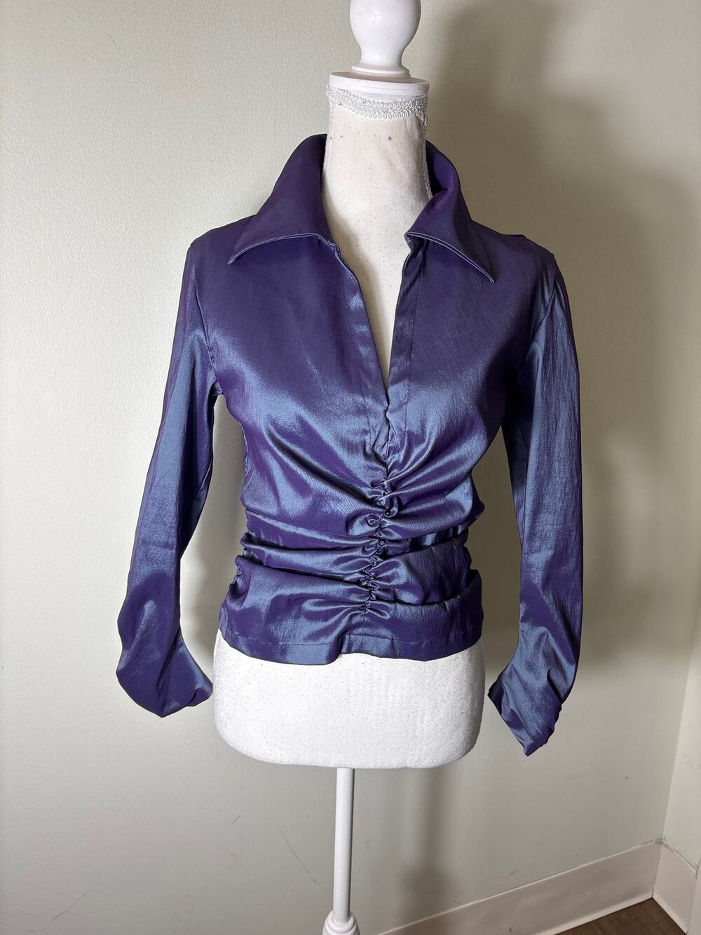 Tadashi Purple Shimmer Long Sleeve Fitted Special Occasion Top Sz 6